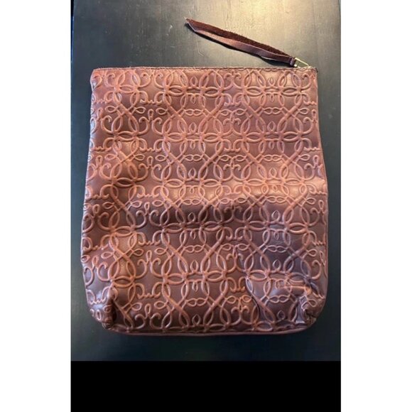 Alex & Ani Fold-over Clutch Leather Bag Brown Fold Purse Brown Clutch Zipper - Picture 1 of 4